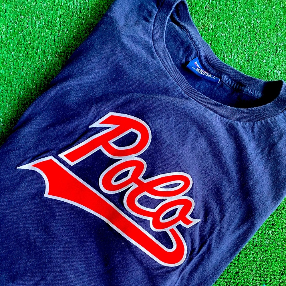 Vtg Polo spellout men’s blue t shirt xl